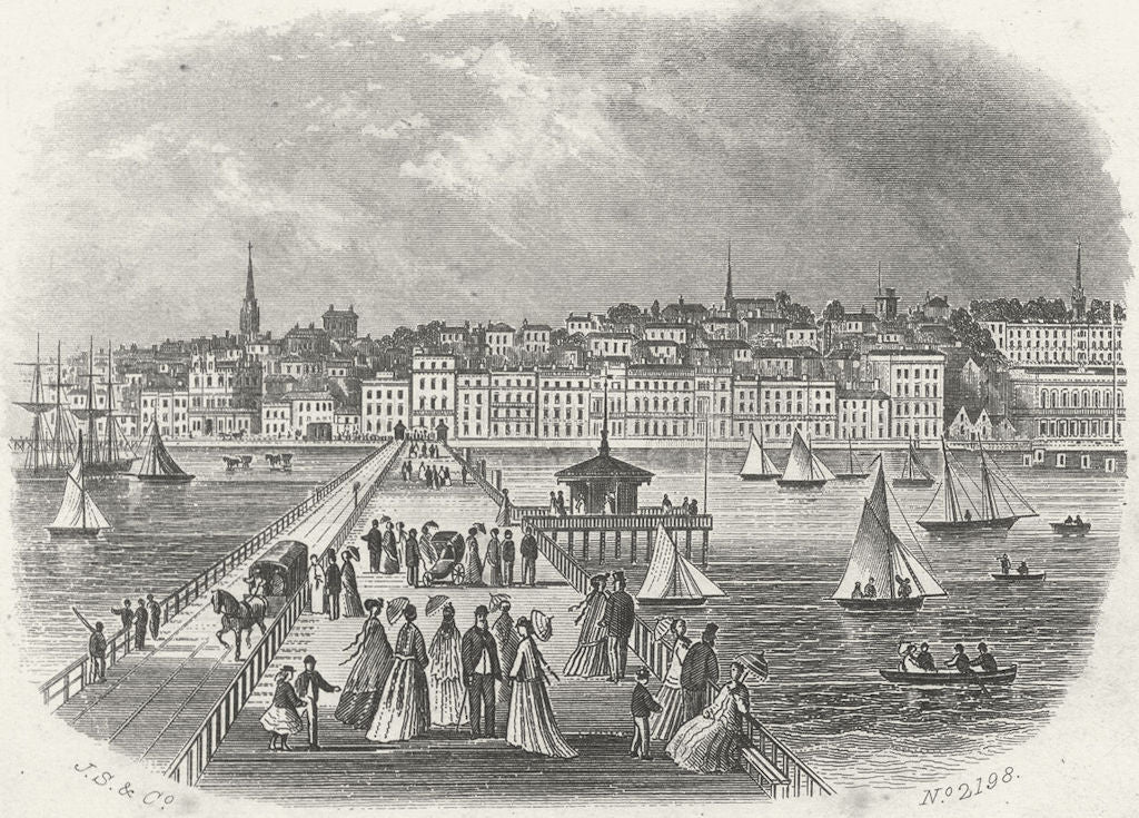 ISLE OF WIGHT. Ryde Pier. IOW c1850 old antique vintage print picture